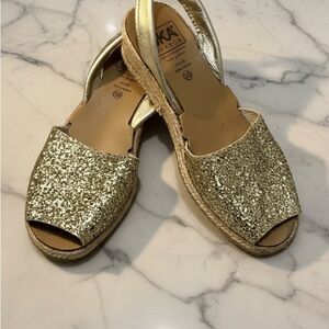 Spanish Women's Gold Glitter Espadrille Sandals